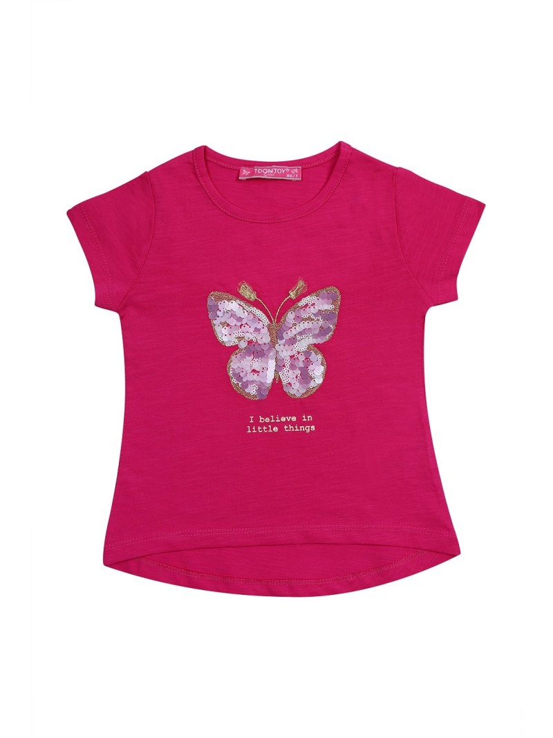 Mädchen-T-Shirt mit Schmetterling, Amaranth NDZ8110 – Online-Shop – Boutique